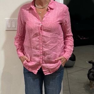 Pink Button-Up Linen Shirt